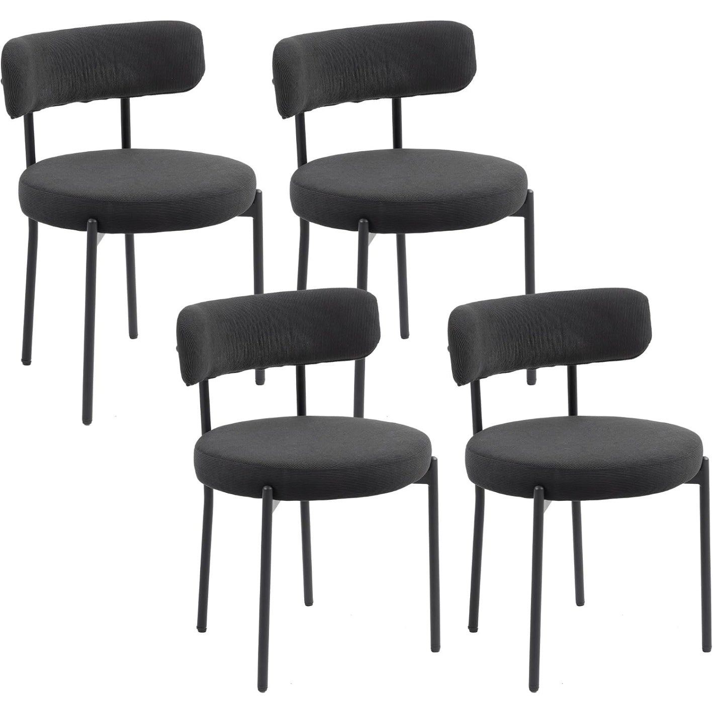 Ensemble de quatre chaises contemporaines avec dossier noir, finition elegante pour cuisine ou coin repas