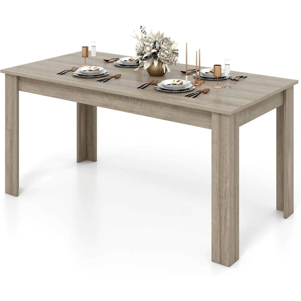 Grande table de repas noire 160 cm avec pieds en L robustes pour accueillir 6 a 8 convives
