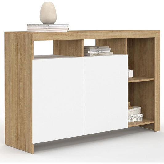 Meuble Malo 110 cm en bois avec facades blanches, rangement compact pour interieur contemporain