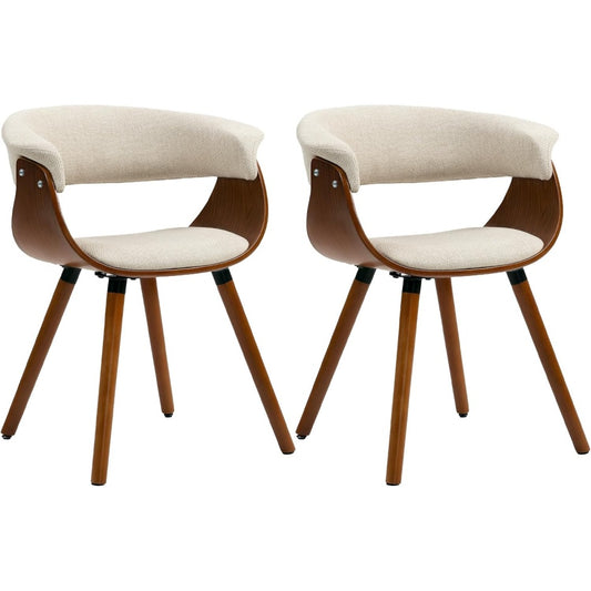 Deux chaises beiges avec structure en bois massif, siege confortable pour salle a manger cuisine ou salon