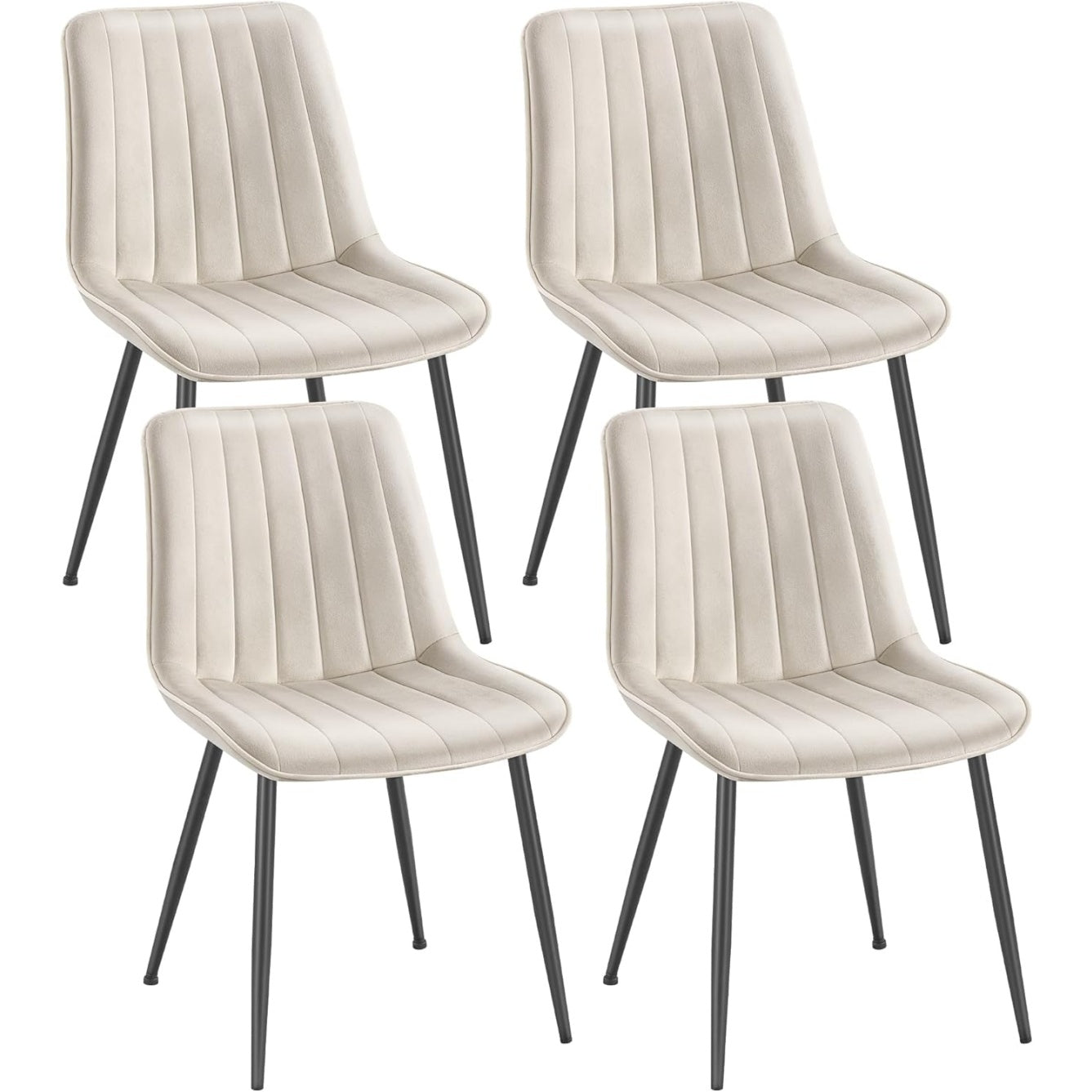 Lot de 4 chaises beige cappuccino avec dossier ergonomique et pieds acier, capacite jusqu'a 120 kg