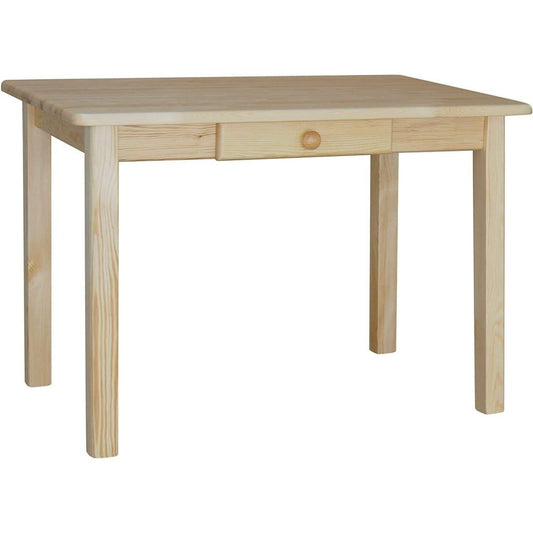 Table repas en pin massif avec tiroir integre, dimensions 60 x 80 cm, meuble pratique pour cuisine ou restaurant