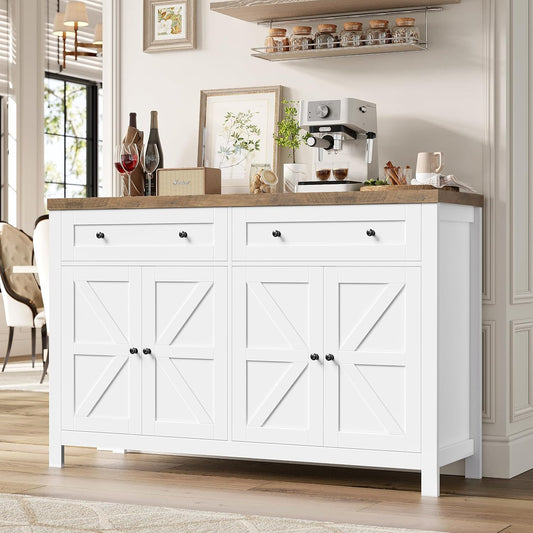 Meuble buffet cuisine 140 cm avec etageres reglables pour salle a manger