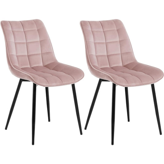Chaises de salle a manger roses en velours par deux, assise douce et design decoratif pour espace repas moderne