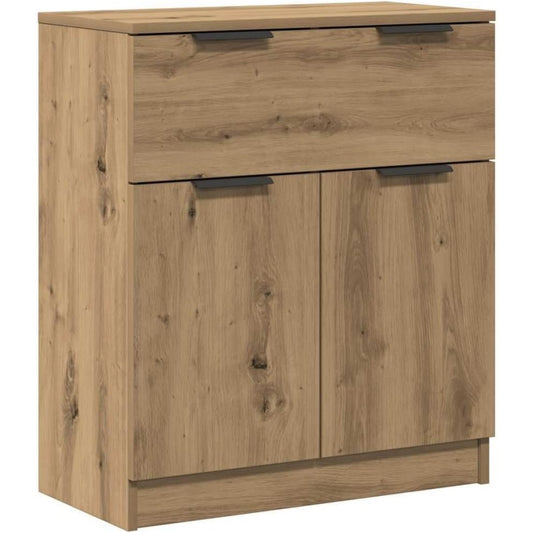 Element bas chene artisanal 60 cm au design epure, meuble decoratif pour organiser salon ou entree